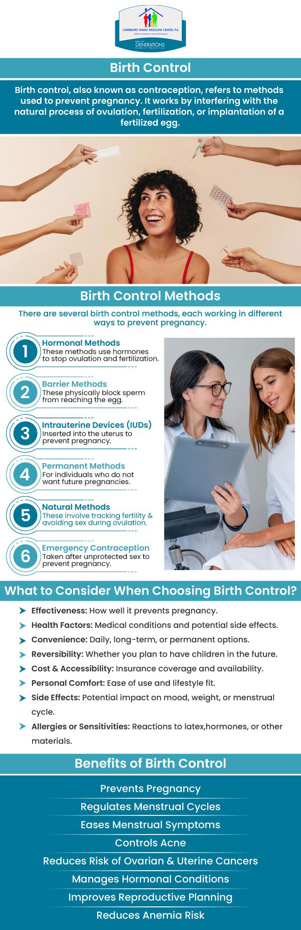 At Carrboro Family Medicine Center, our team provides personalized guidance for patients considering Depo shots as a birth control option in Carrboro, NC. We explain how the injection works, how often it is given, expected effectiveness, possible side effects, and important health considerations. Our team also reviews each patient’s medical history, reproductive goals, and preferences to help determine whether Depo shots may be a suitable choice for ongoing pregnancy prevention. We aim to help patients feel informed and confident when choosing a birth control method that fits their individual needs. For more information, contact us today or book an appointment. We are conveniently located at 610 Jones Ferry Rd Suite 102, Carrboro, NC 27510.